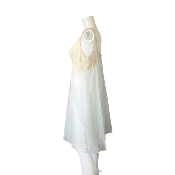 Vintage Vanity Fair Nylon Double Layer Baby Blue Lace Night Gown SIZE 36 Tricot - Picture 3 of 12